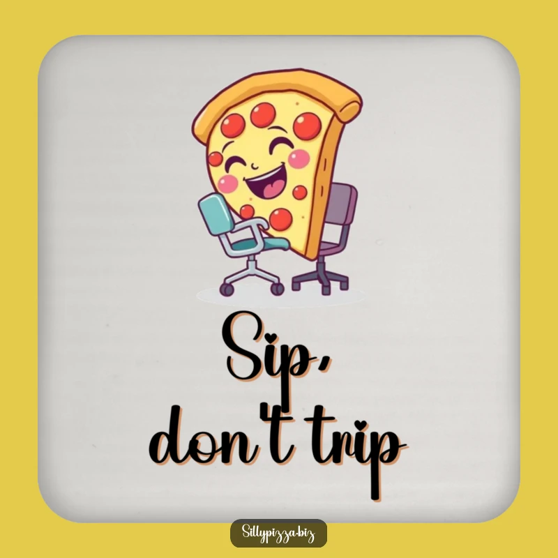 Funny Pizza Slice Tripping Coaster, Hilarious Office Decor for Tables