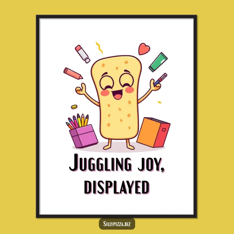 Joyful Breadstick Juggling Poster, Funny Office Wall Art for Decor