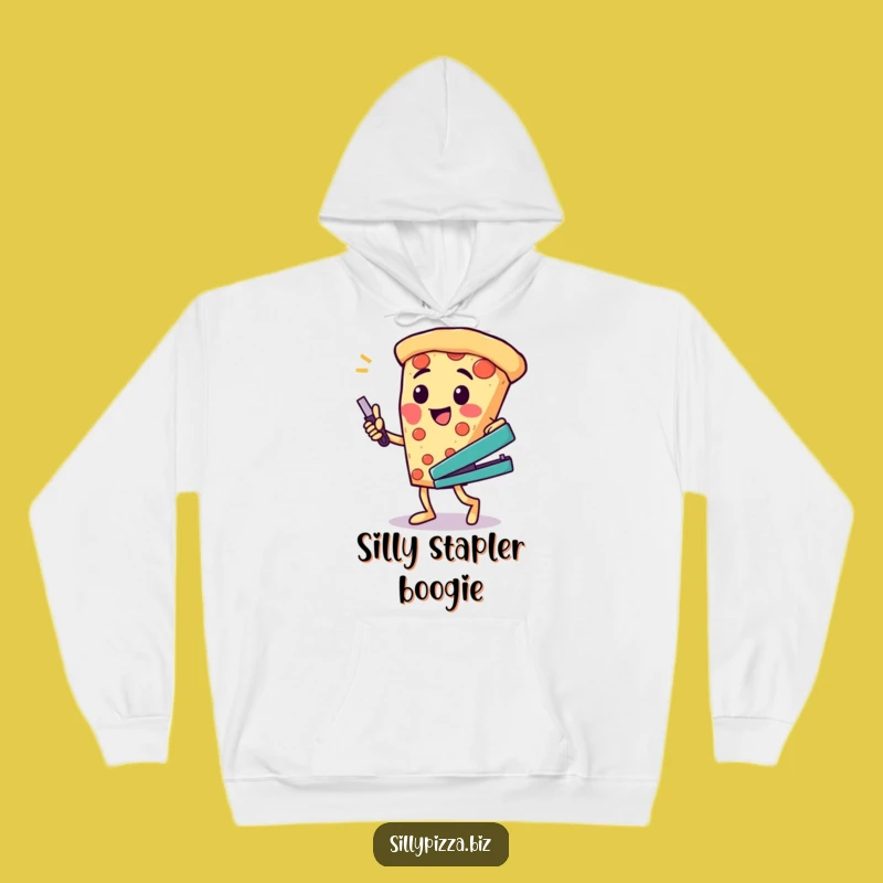 Cozy Pizza Dance Hoodie, Funny Office Stapler Sweatshirt for Him