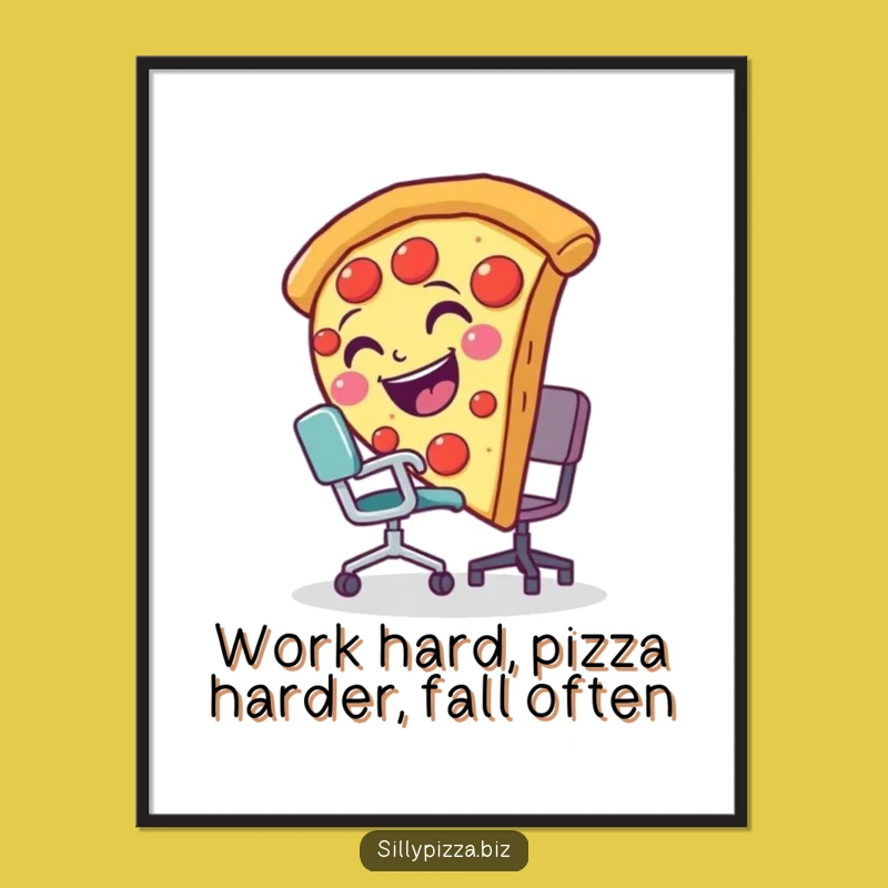 Funny Printable Wall Art: Pizza Office Tumble, Quirky Downloadable Decor for Home