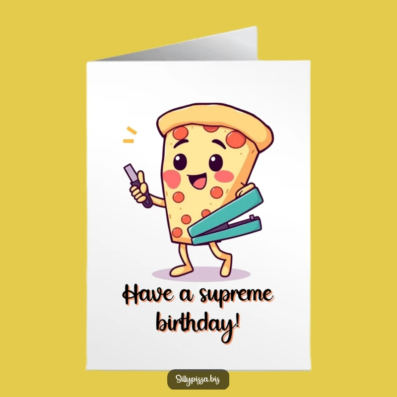 Funny Printable Birthday Card: Pizza Dancer, Silly Free Downloadable Gift