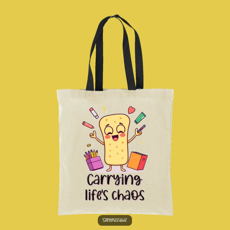 Fun Breadstick Juggling Tote Bag, Hilarious Office Accessory for Groceries
