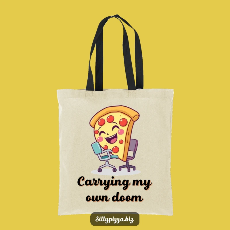 Funny Pizza Slice Tripping Tote Bag, Hilarious Office Accessory for Her